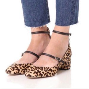 Sam Edelman Lulie Leopard Print Calf Fur Mary Jane  Size 6.5
